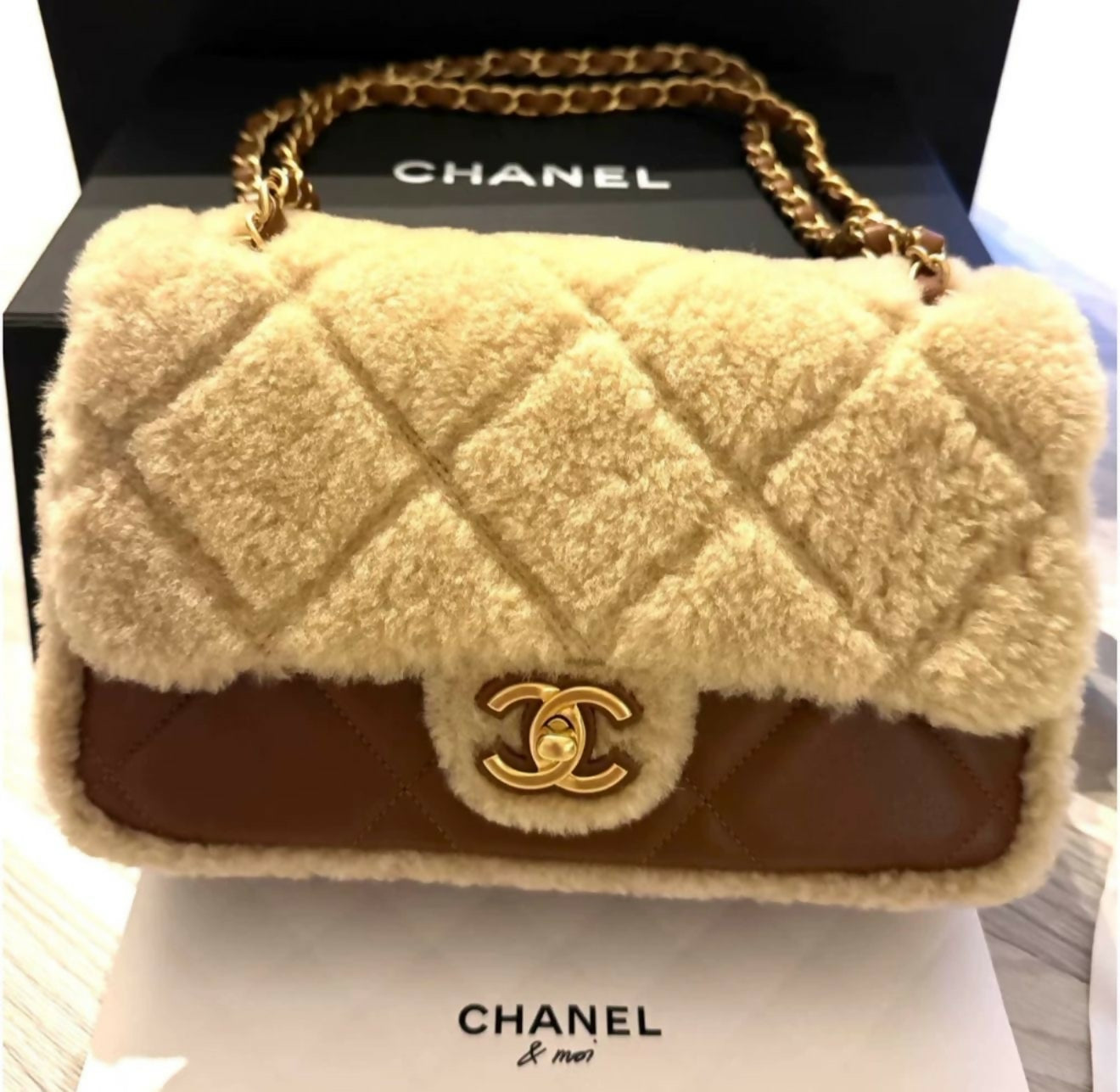 Chanel 24K Lambskin & Gold-Tone Mouton Teddy Shoulder Bag