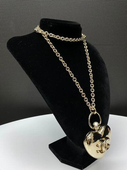 Chanel heart long chain necklace