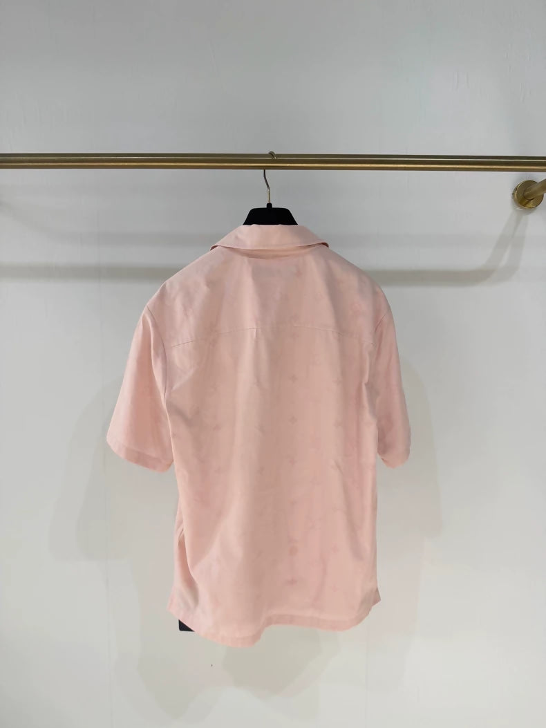Louis Vuitton 26 MONOGRAM Pink Embossed Logo Short-Sleeve Shirt