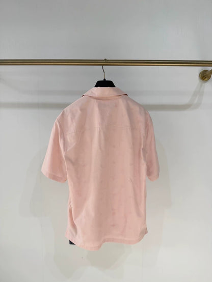 Louis Vuitton 26 MONOGRAM Pink Embossed Logo Short-Sleeve Shirt