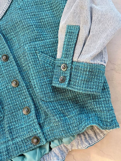 Chanel 22P Blue Tweed and Denim Jacket