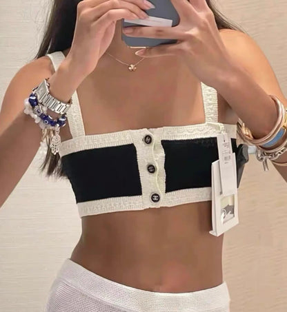 Chanel 24ss black and white top