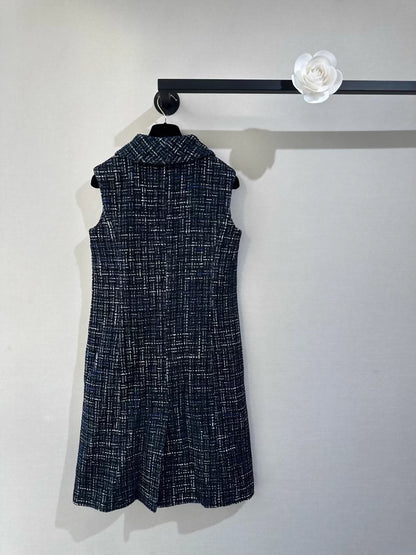 Chanel 22A blue and black tweed dress