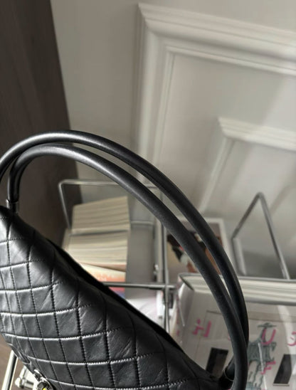 Chanel Black Quilted Lambskin Medium Hula Hoop Bag Silver Hardware, 2013