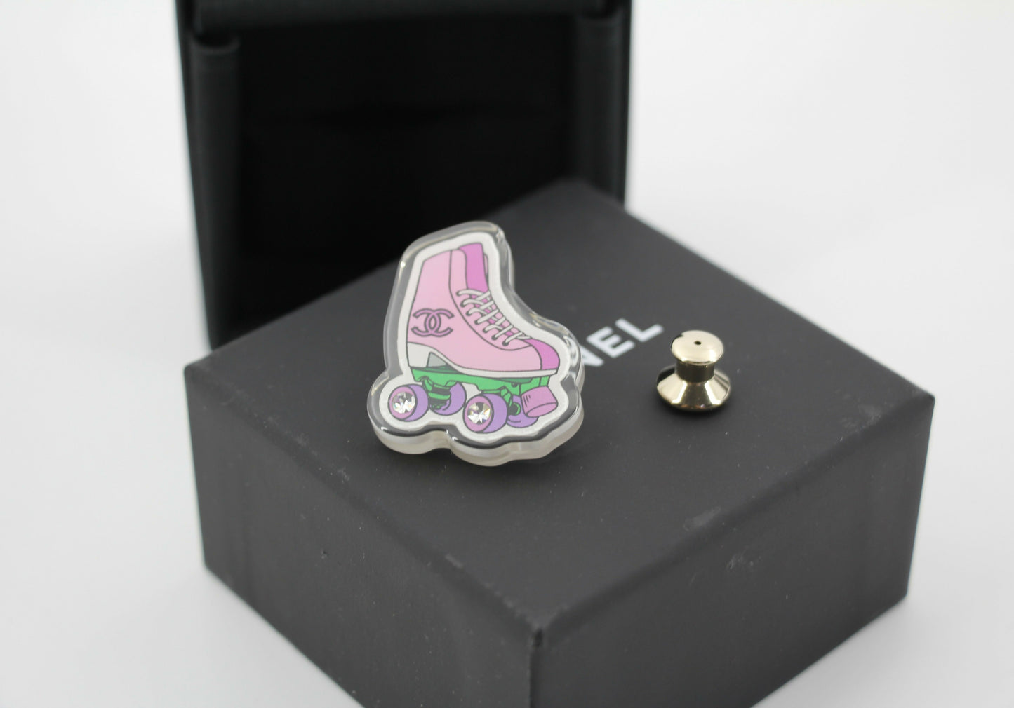 Chanel D24C Resin Early Spring Resort Collection Pink Roller Skate Brooch