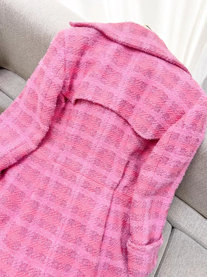 Chanel 24p pink tweed long coat
