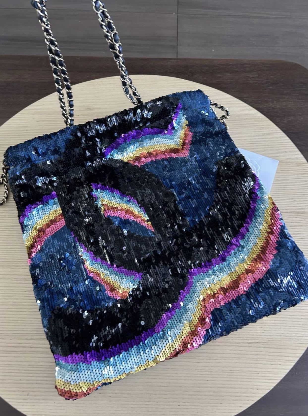 Chanel21 sequin rainbow tote