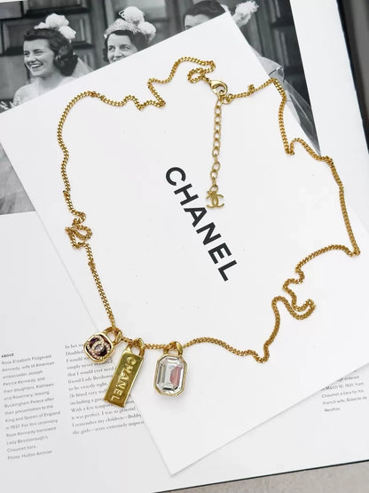 Chanel 21S Vintage style  Three Pendants Chain Necklace