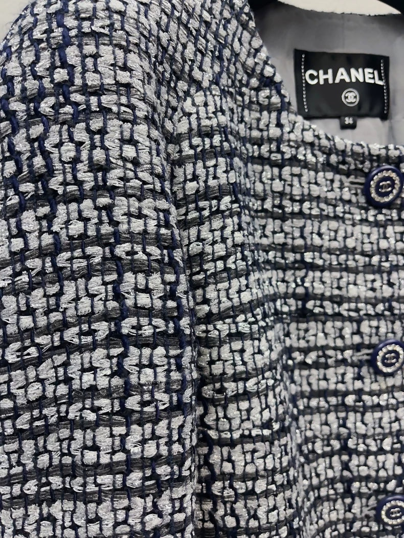 Chanel 19 blue gray tweed Jacket