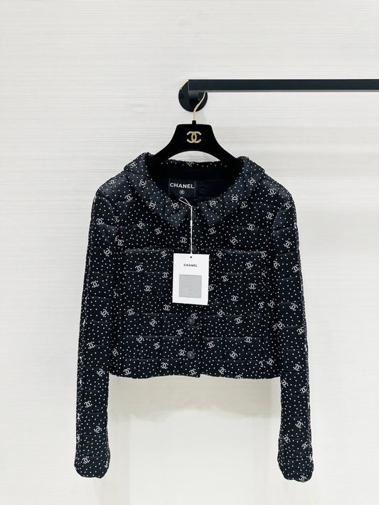 Chanel 25p black and white polka dots jacket