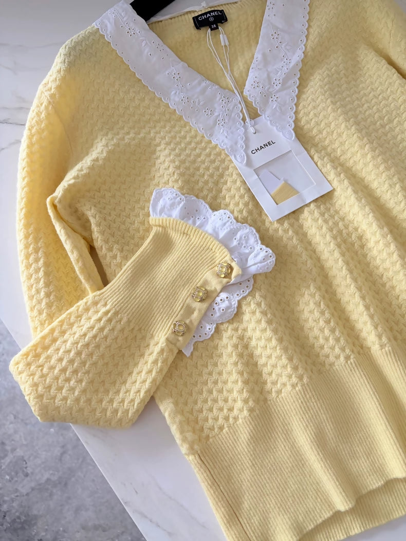 Chanel 24a Yellow Cashmere Sweater