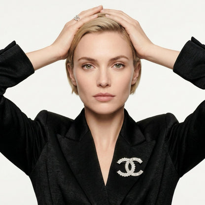 Chanel 2019 Large CC Silver Crystal Baguette Swarovski Brooch