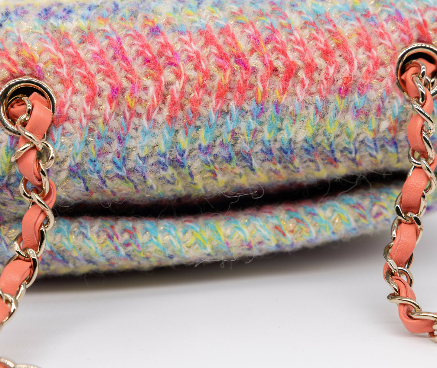 Chanel 2020 CC Multicolor Mini Knit Flap Bag