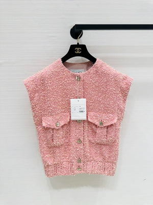 Chanel 21S pink fringed vest
