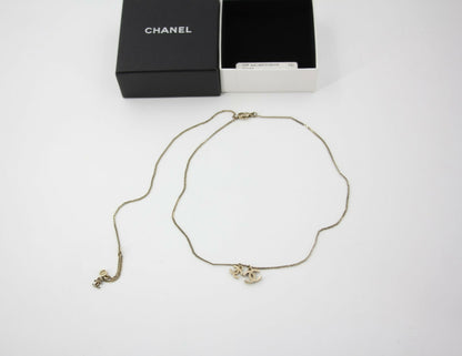 Chanel Vintage 09P Rhinestone Two CC Necklace