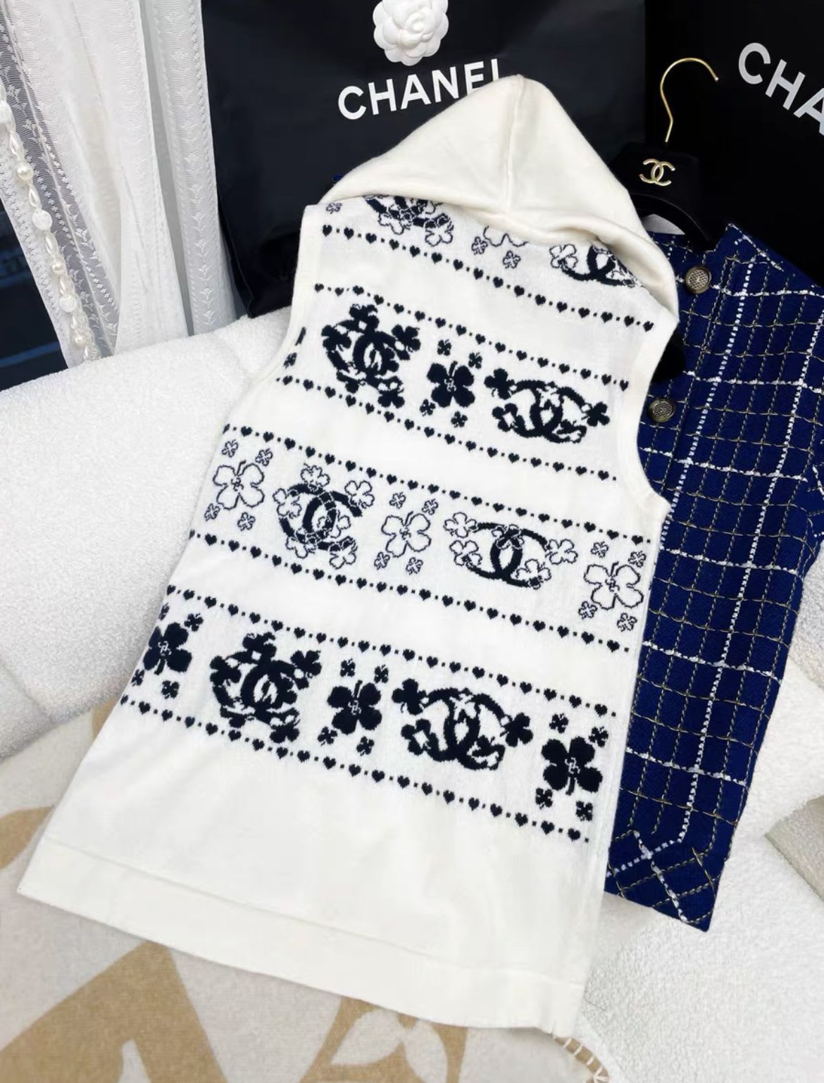 Chanel Double C black and white hoodie