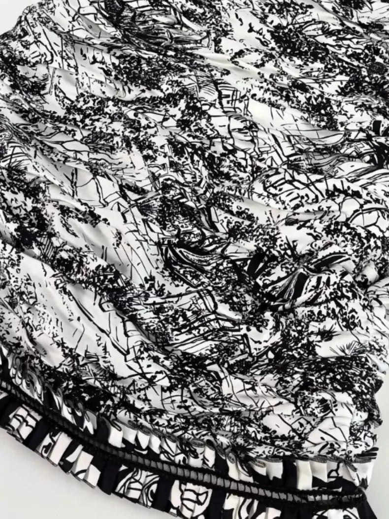 Chanel 22C Black and White Graffiti Dress