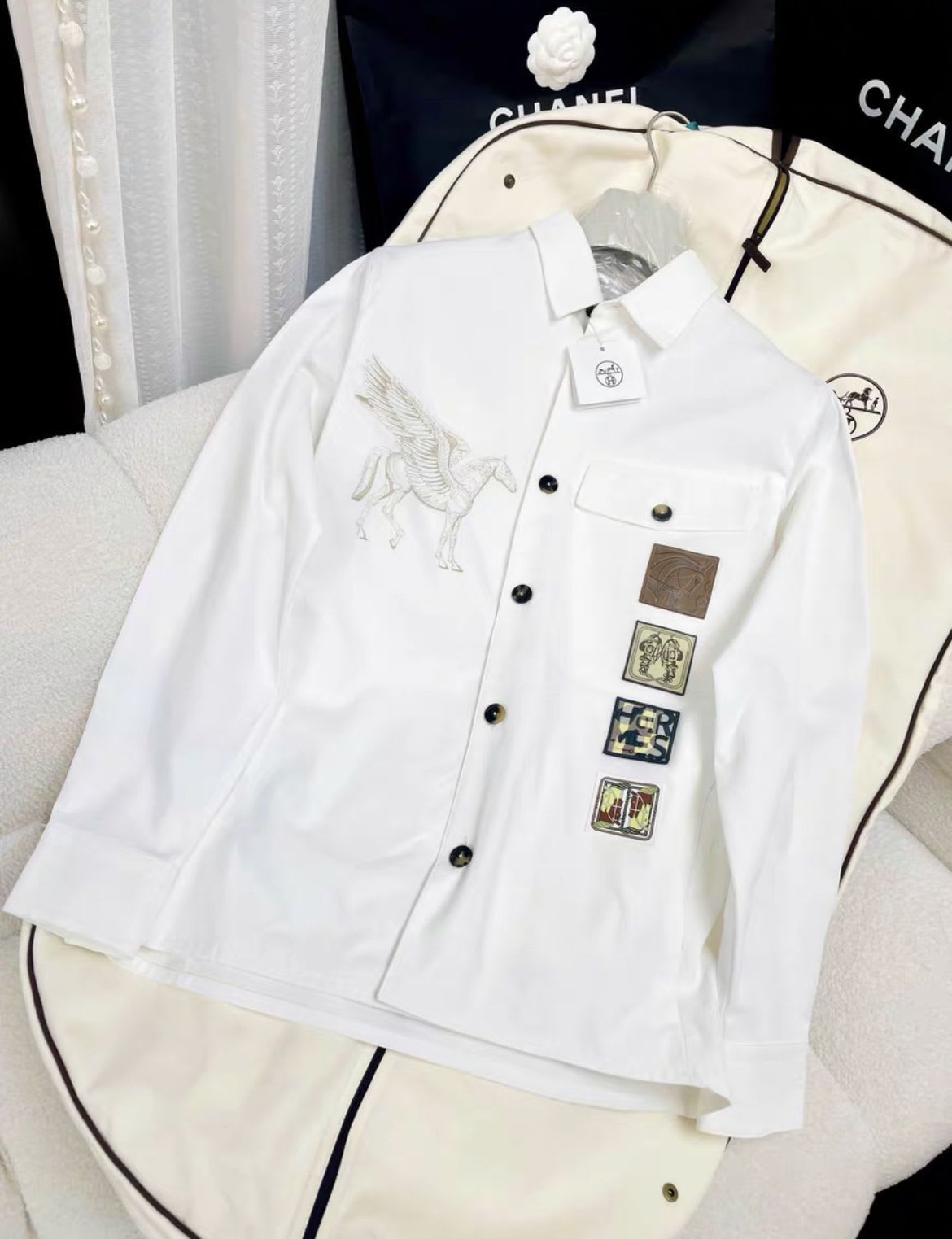 Hermès Hermes 23SS white jacket with Pegasus embroidery - 46 Jacket - Used fashion item from Wararni