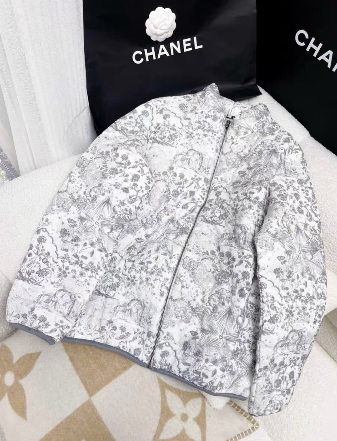 DIOR Dior Silver Print Cotton Jacket - Small Jacket - Secondhand luxury from Wararni