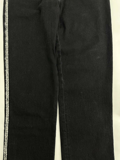 Chanel 24N Coco Neige Black and White Cartoon Border Wide-Leg Jeans Size 34
