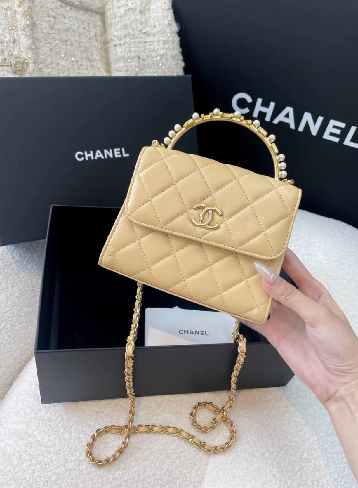 chanel gold vanity bag